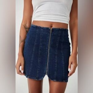 We The Free | Free People Dark Blue Zip-Front Mini Skirt